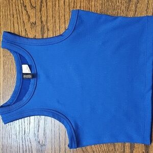 Divided Blue Cropped Tank Top